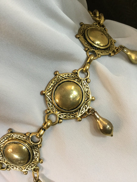 Vintage Gold tone metal medallion chain belt