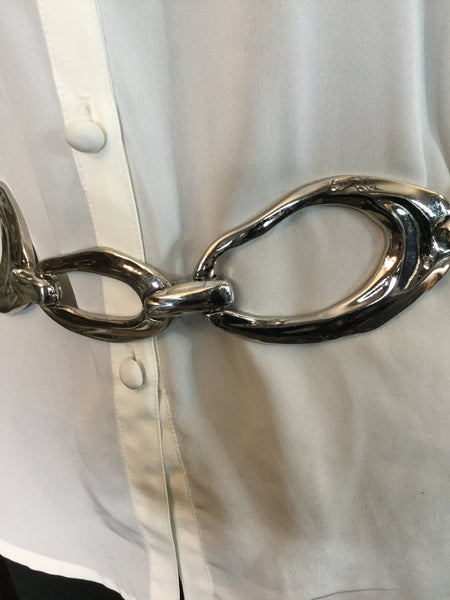Vintage silver metal texture link chain belt