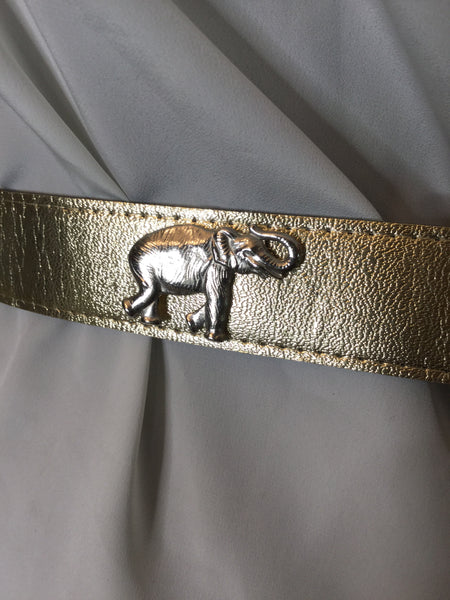 Vintage metallic gold metal animals belt
