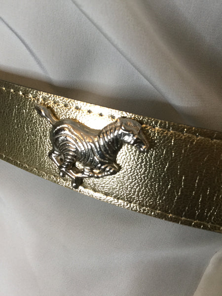 Vintage metallic gold metal animals belt