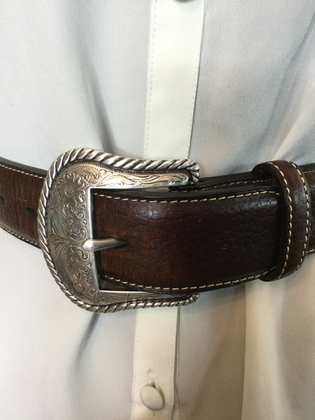 Vintage woven leather brown belt