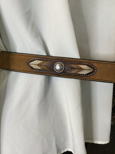 Vintage woven leather brown belt