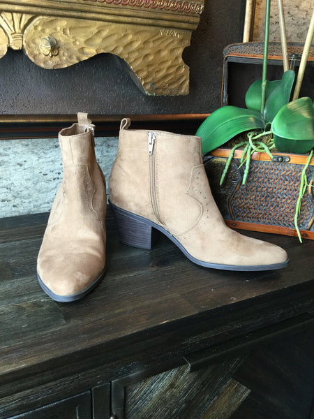 Brown v suede stud ankle boots