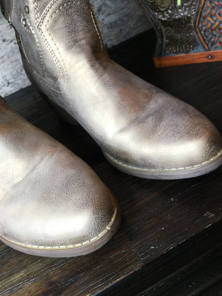 Gold leather jewel cowboy boots