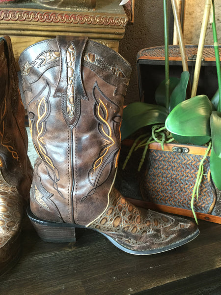 Leather embossed cowboy boots