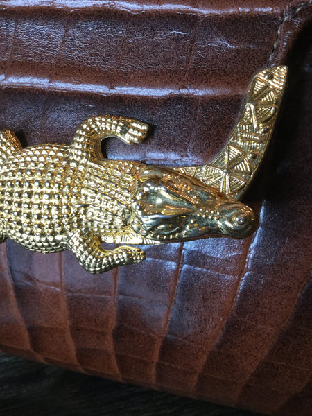 Vintage Alligator crossbody croc leather Handbangs