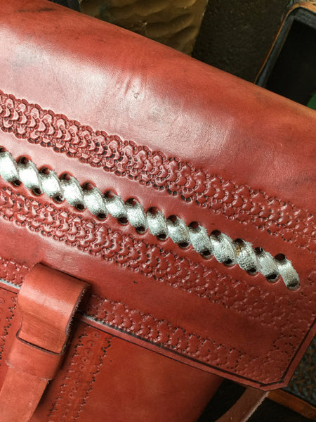 Vintage hand stitched kutch craft leather Handbangs