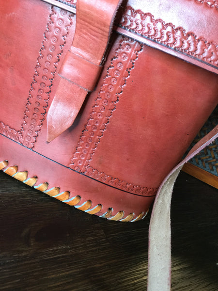 Vintage hand stitched kutch craft leather Handbangs