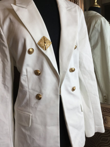 white gold double breasted jacket