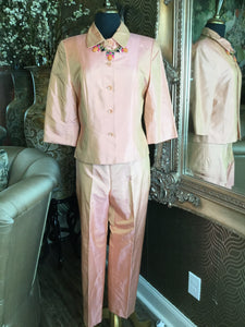 Vintage peach iridescent  jacket and pants