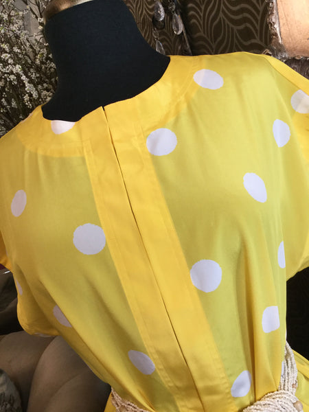 Vintage yellow polka dots top