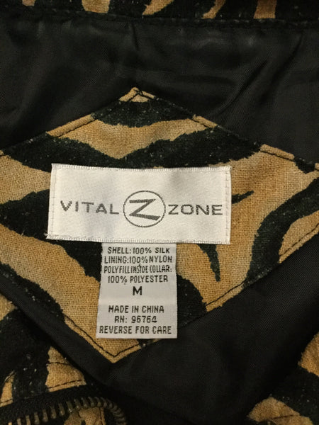 Vintage silk tan black zebra print jacket