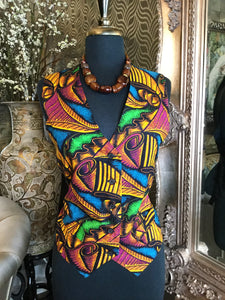 Vintage Beautiful african multi print vest