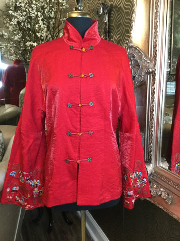 Vintage Red asian embroidery print jacket