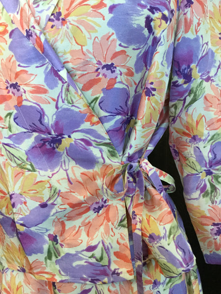 Vintage pastel floral print jacket pants