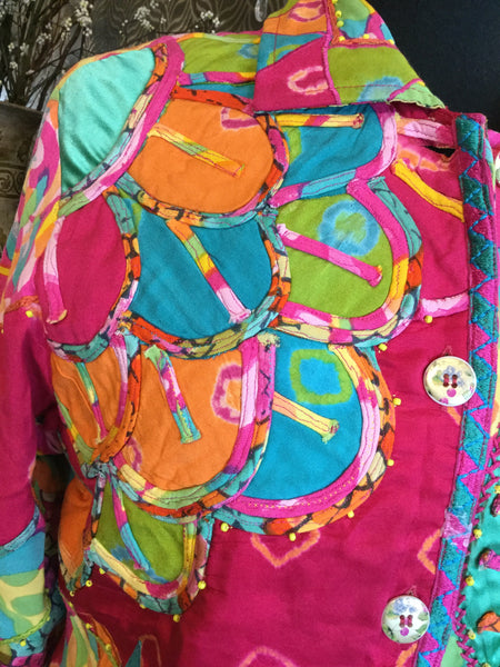 Vintage quited multi colorful bead jacket