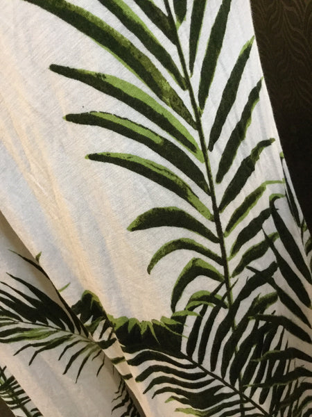 White multi green leaf pattern top pants