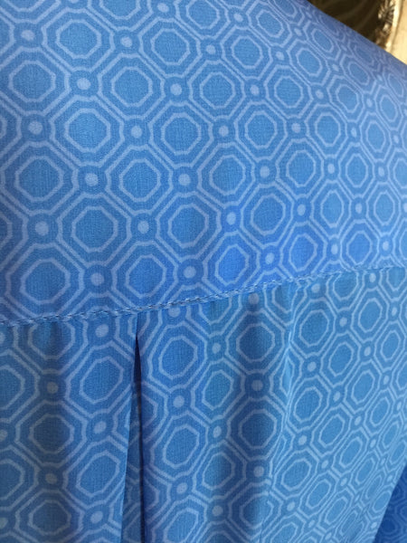 Multi blue white floral pattern circle print top