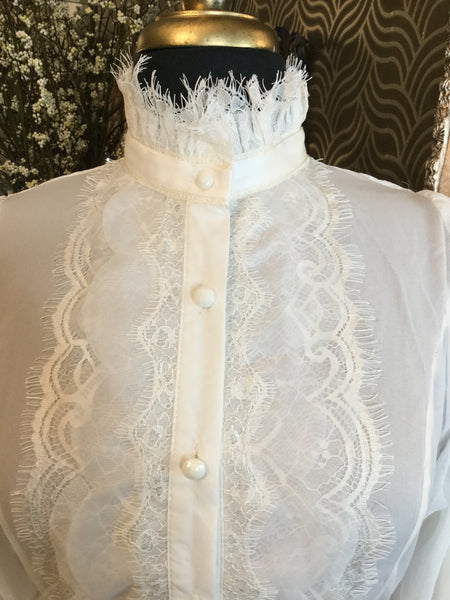White lace trim Victorian top