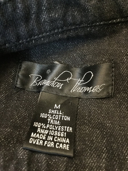 Black studs floral embroidery  jean jacket