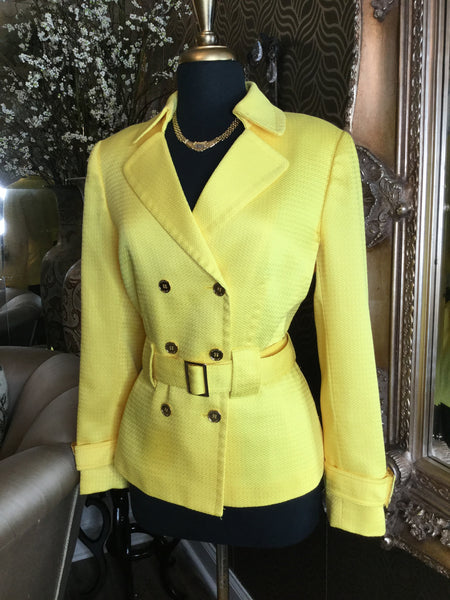 Yellow double breasted belt jacket