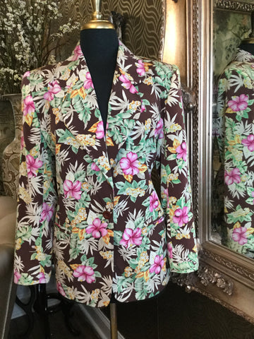 Vintage brown multi floral jacket