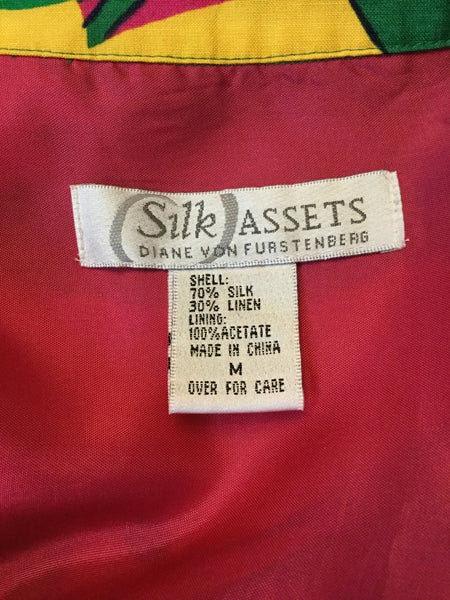 Vintage DVF silk linen multi print jacket