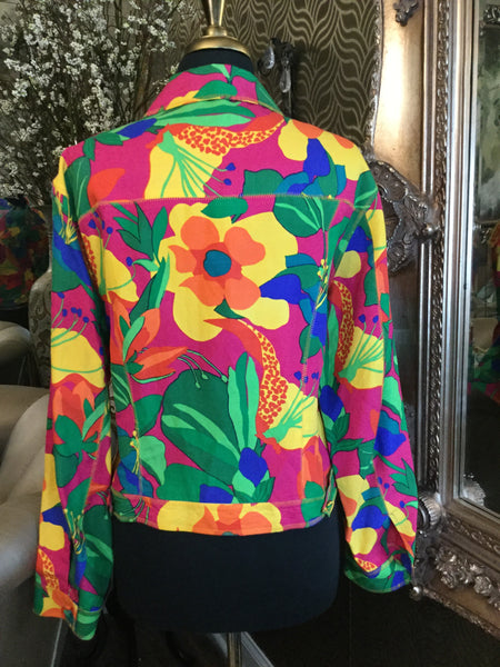 Vintage DVF silk linen multi print jacket