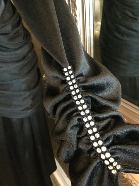 Vintage black jeweled drapey dress