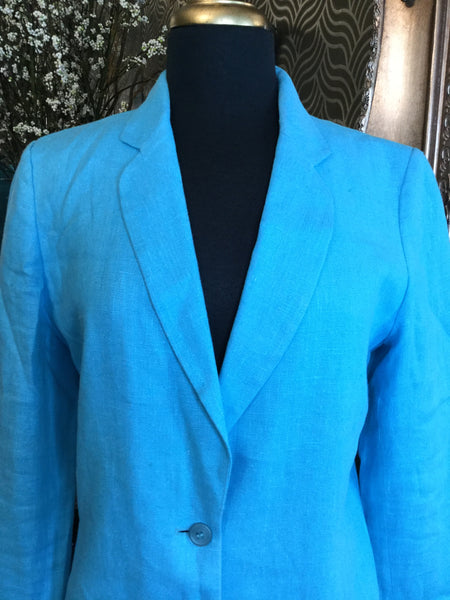 Vintage linen teal jacket