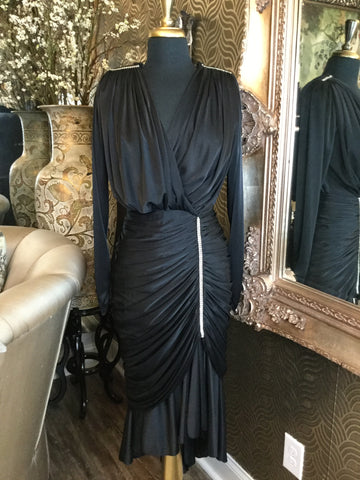 Vintage black jeweled double drapey dress