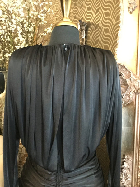 Vintage black jeweled double drapey dress