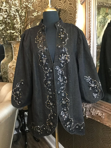 Vintage jean sequin stud jacket
