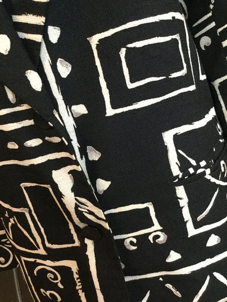 Vintage black white pattern print jacket