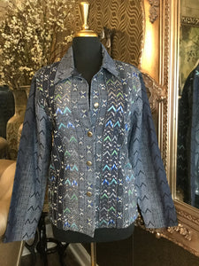 Vintage embroidery beaded jean jacket