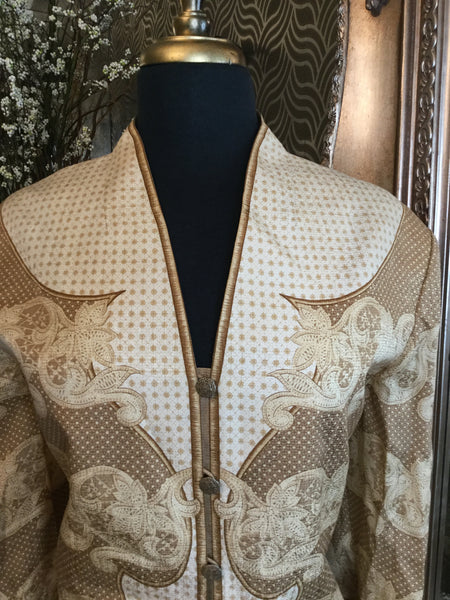 Vintage gold cream multi print jacket
