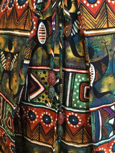 Vintage tribal multi print top skirt