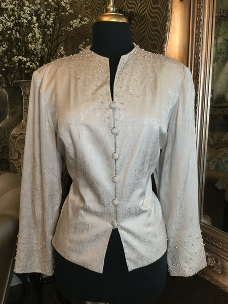 Vintage cream beaded pearl jacket