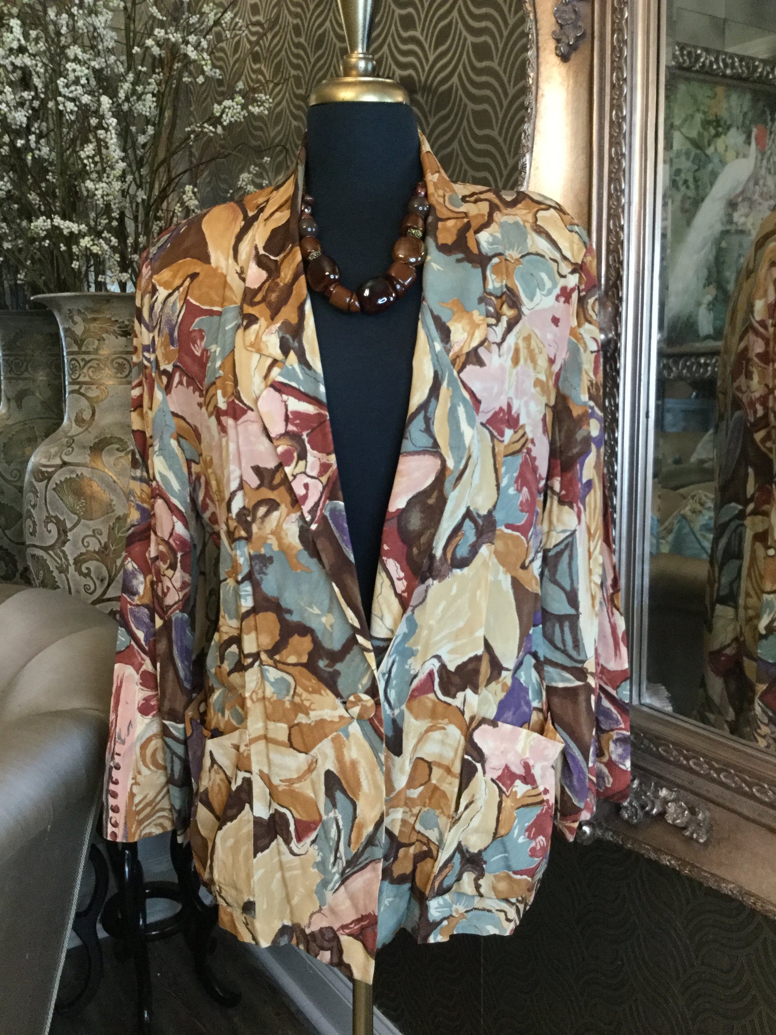 Vintage brown multi floral jacket