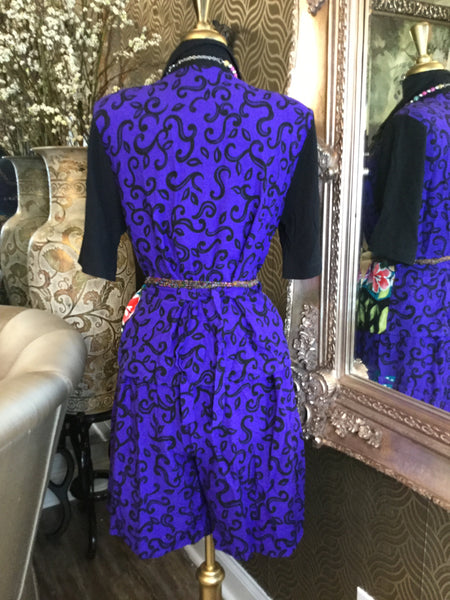 Vintage purple black floral print top shorts