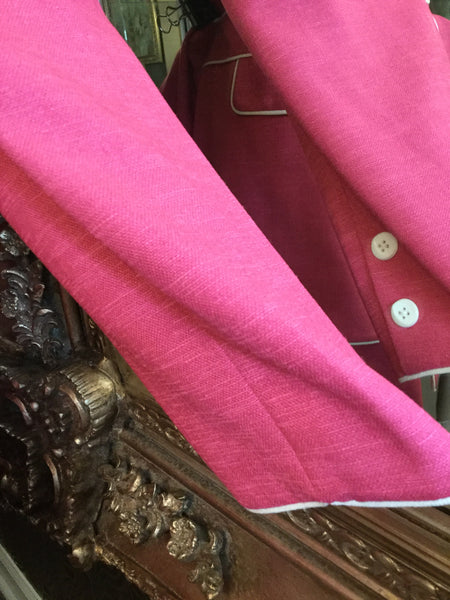 Vintage pink white trim belt jacket pants