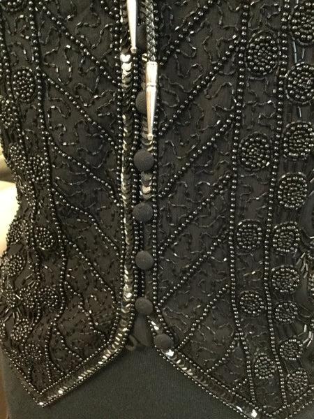 Vintage black beaded button down vest