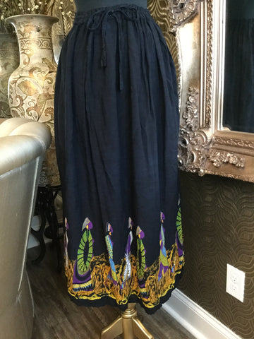 Vintage black tribal print skirt