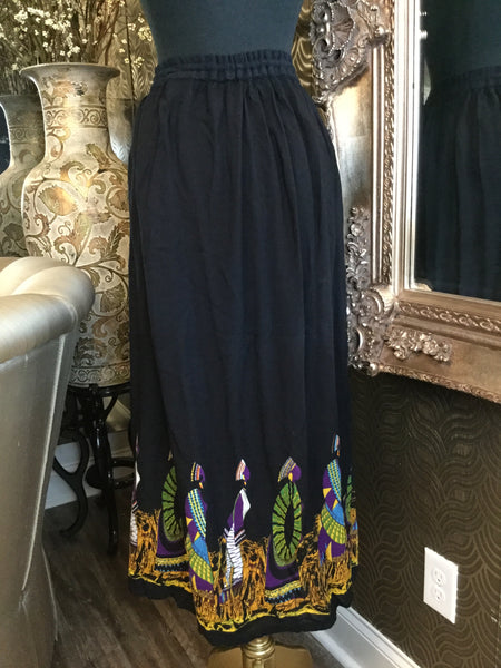 Vintage black tribal print skirt