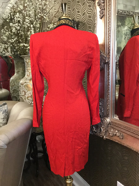 Vintage red animal print collar dress