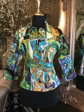 Vintage muti painted picasso print artsy jacket