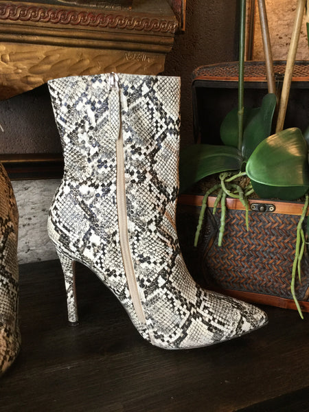 Snakeskin print ankle boots