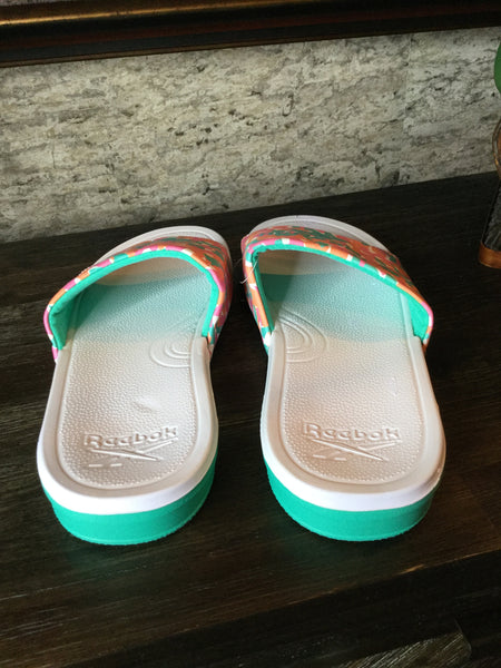 Multi print slid in sandals
