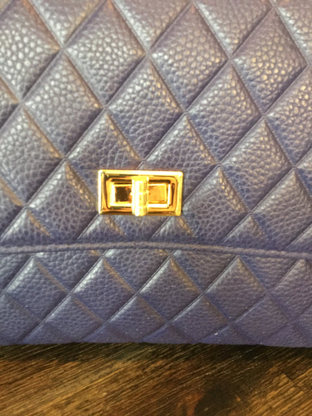 Beautiful blue quited leather tota handbags