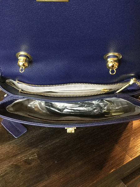 Beautiful blue quited leather tota handbags